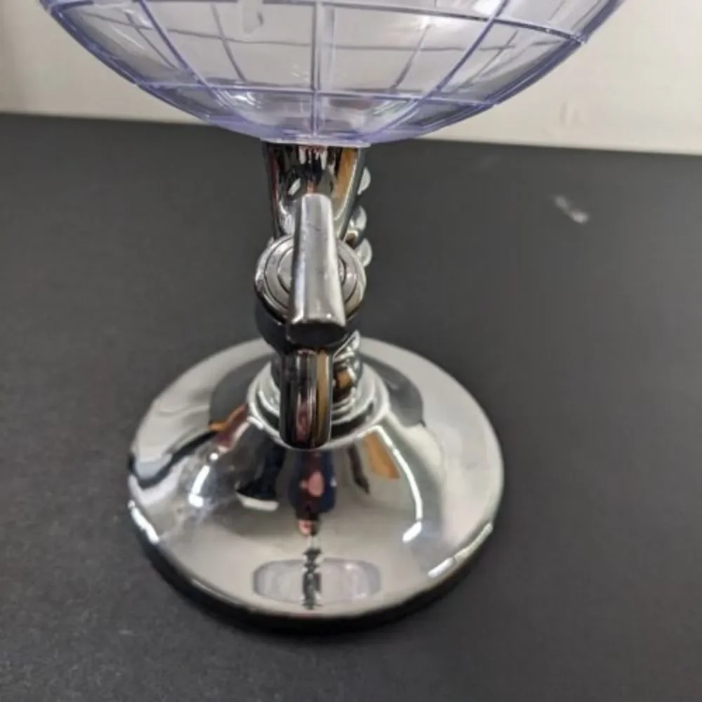 Godinger Silver Art Co. Plastic Globe Decanter Metal Base‎ 13” Liquor Dispenser